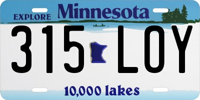 MN license plate 315LOY