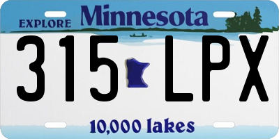 MN license plate 315LPX