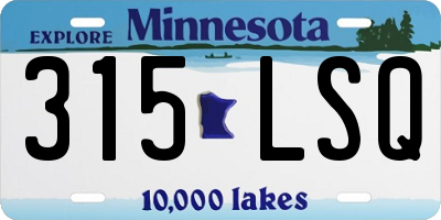 MN license plate 315LSQ