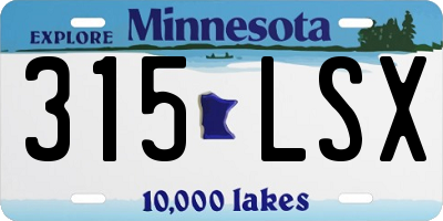 MN license plate 315LSX