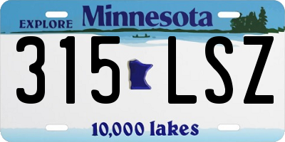 MN license plate 315LSZ