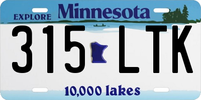 MN license plate 315LTK