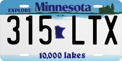 MN license plate 315LTX