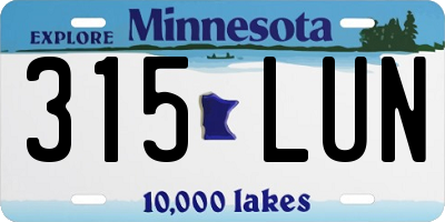 MN license plate 315LUN