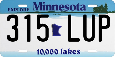 MN license plate 315LUP