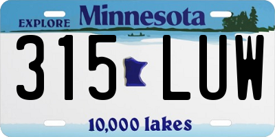 MN license plate 315LUW