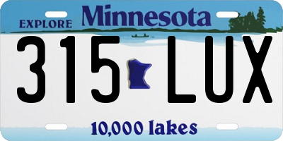 MN license plate 315LUX