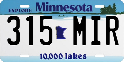 MN license plate 315MIR
