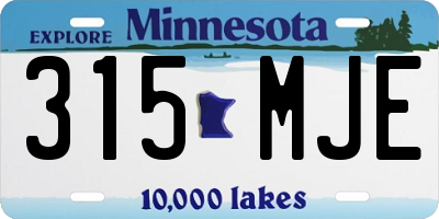 MN license plate 315MJE
