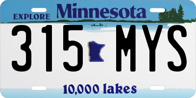 MN license plate 315MYS