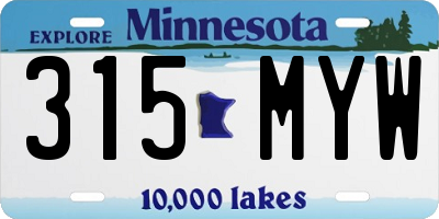 MN license plate 315MYW