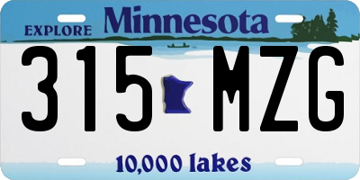 MN license plate 315MZG