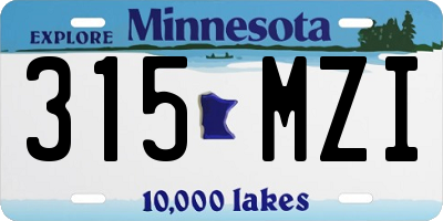 MN license plate 315MZI