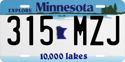 MN license plate 315MZJ