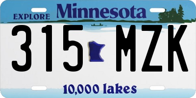 MN license plate 315MZK