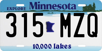 MN license plate 315MZQ