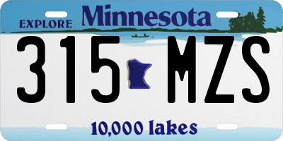 MN license plate 315MZS