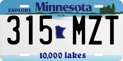 MN license plate 315MZT