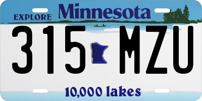 MN license plate 315MZU