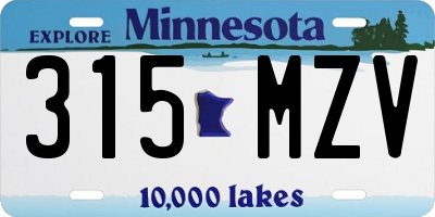 MN license plate 315MZV