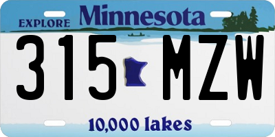MN license plate 315MZW