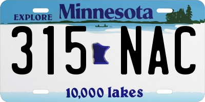 MN license plate 315NAC
