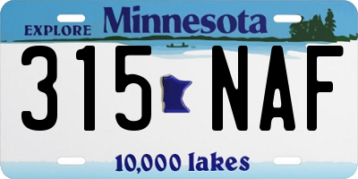 MN license plate 315NAF