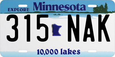 MN license plate 315NAK
