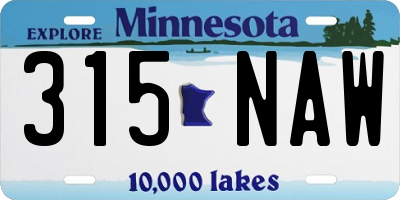 MN license plate 315NAW