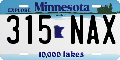 MN license plate 315NAX