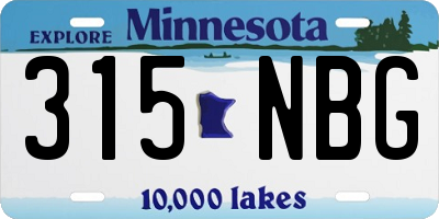 MN license plate 315NBG