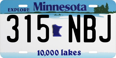 MN license plate 315NBJ