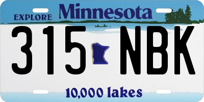 MN license plate 315NBK