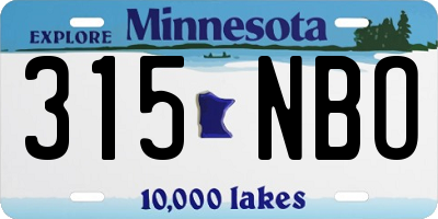 MN license plate 315NBO