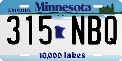 MN license plate 315NBQ