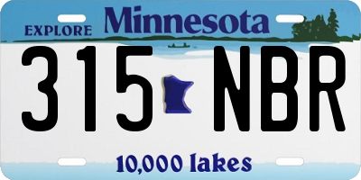 MN license plate 315NBR