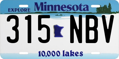 MN license plate 315NBV
