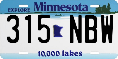 MN license plate 315NBW