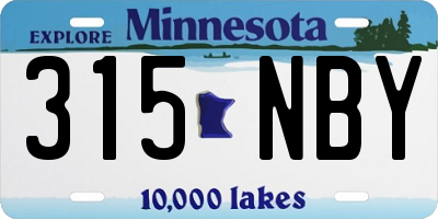 MN license plate 315NBY