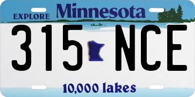 MN license plate 315NCE