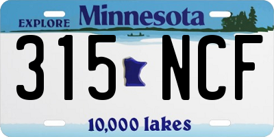 MN license plate 315NCF