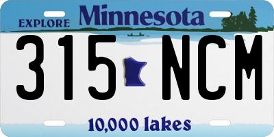 MN license plate 315NCM