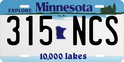 MN license plate 315NCS