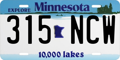 MN license plate 315NCW