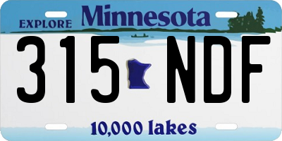 MN license plate 315NDF