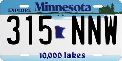 MN license plate 315NNW