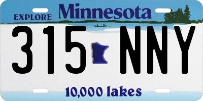 MN license plate 315NNY