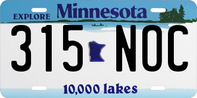MN license plate 315NOC