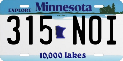 MN license plate 315NOI