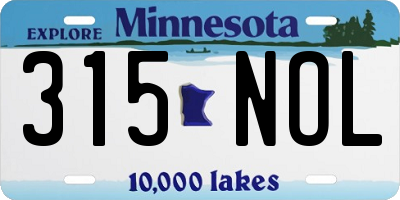 MN license plate 315NOL